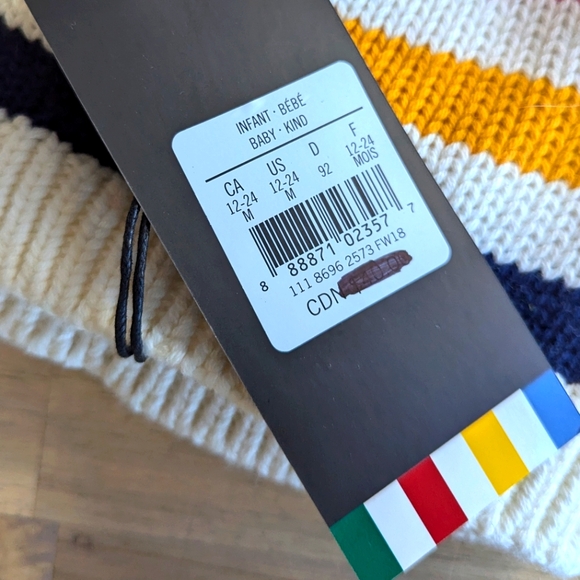 Hudson's Bay Baby's Multistripe Wool-Blend Pom Toque NWT - Picture 4 of 5